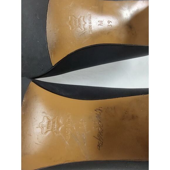 Taryn Rose, Black Pump Block Heel Stretch Fabric Leather Trim Size EU39M = US8M - Picture 16 of 16